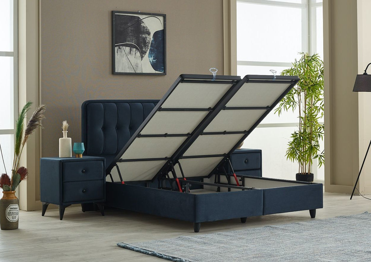 Lit coffre MARMARA 140/190 160/200 180/200 BLEU SAPHIRE